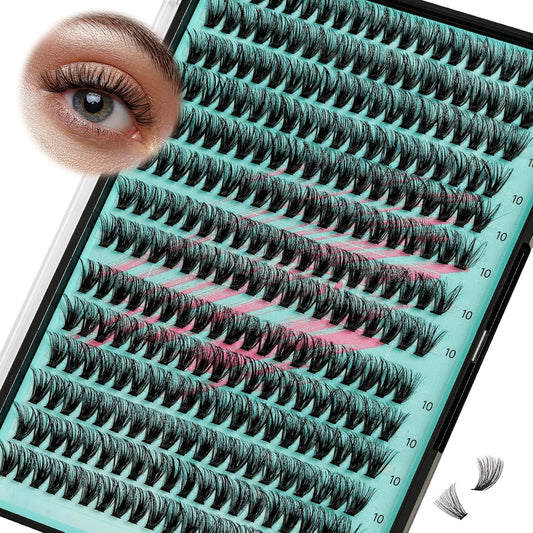 Lash Clusters Wispy 280PCS Eyelash Extension 60D Cluster Lashes Individual Lashes DIY Lash Extension Natural Look Cluster Eyelash Extensions Soft False Eyelashes at Home for Beginners(10mm)-GlimoraGlow