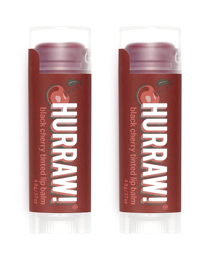 Hurraw! Black Cherry Tinted Lip Balm, 2 Pack: (Sheer Red Tint) Organic, Certified Vegan, Cruelty and Gluten Free. Non-GMO, 100% Natural Ingredients. Bee, Shea, Soy and Palm Free. Made in USA-GlimoraGlow