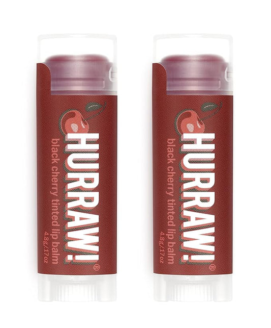Hurraw! Black Cherry Tinted Lip Balm, 2 Pack: (Sheer Red Tint) Organic, Certified Vegan, Cruelty and Gluten Free. Non-GMO, 100% Natural Ingredients. Bee, Shea, Soy and Palm Free. Made in USA-GlimoraGlow