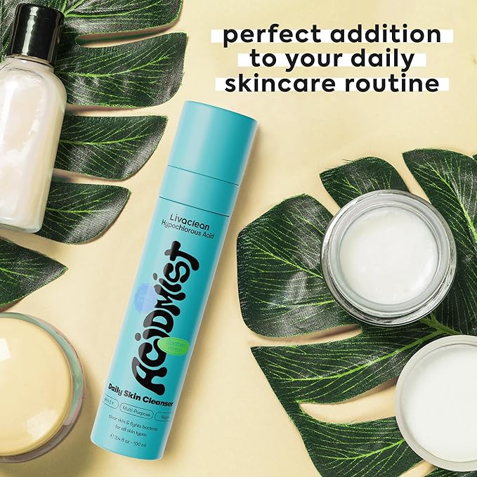 Hypochlorous Acid Spray for Face & Body - Helps Reduce Redness and Breakouts - Travel Size Hypochlorous Spray, Multi-Purpose Topical Facial Skin Repair, pH-Balancing Toner - TSA, Livaclean-GlimoraGlow