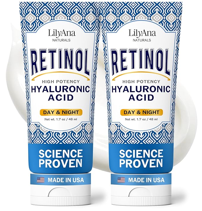 LilyAna Naturals Retinol Cream - Anti-Aging Moisturizer for Face & Neck, Made in USA, Wrinkle Reduction - 1.7oz, 2 Pack-GlimoraGlow