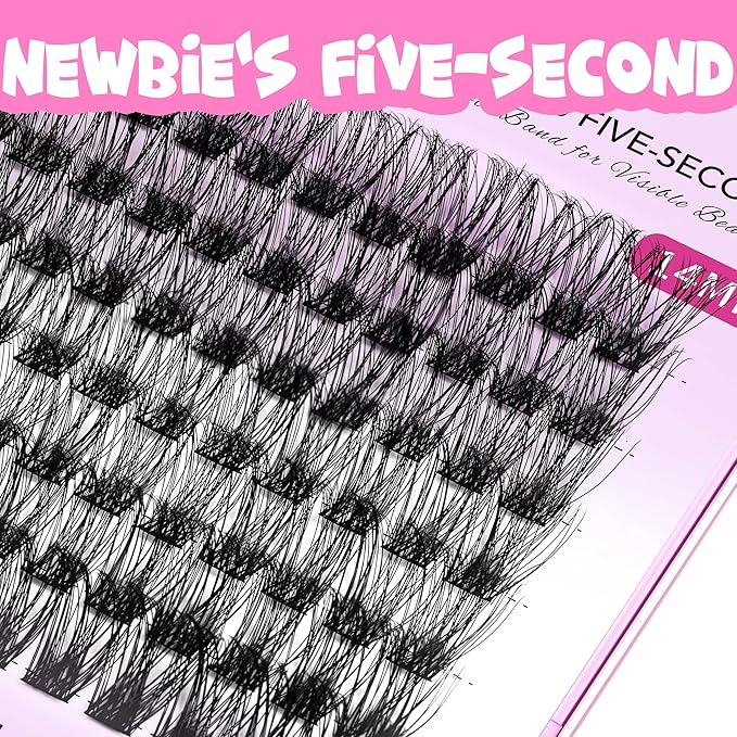 VEYESBEAUTY Lash Clusters Individual Eyelash Extensions Thin & Invisible Band DIY False Eyelashes for Self-application Newbie's Five-Second Series Wispy Lash Tray, Boldeye 10mm Single Length-GlimoraGlow
