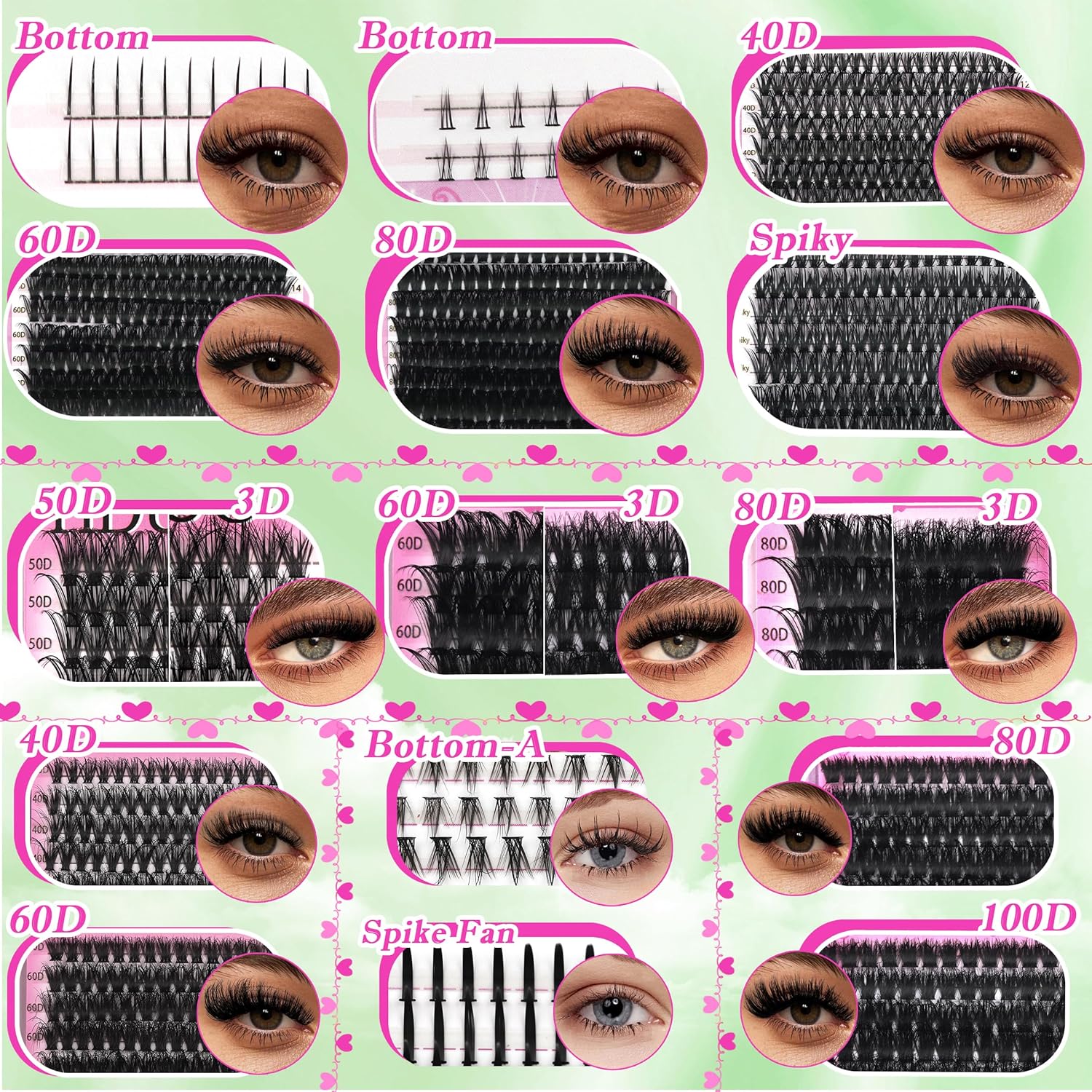 Lashes Clusters Kit 1846Pcs Bulk Packs Volume False Eyelash Extensions D Curl Wispy Individual Eyelashes, Volume Studio Effect, Wholesale Large Pack with Glue&Seal|Tweezers|Removers|Cleanser-GlimoraGlow