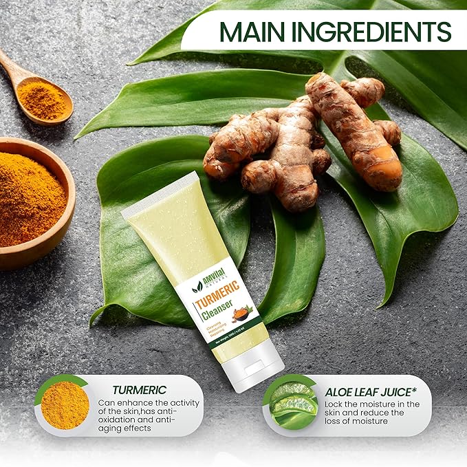 Turmeric Face Wash - Turmeric Facial-Cleanser with Aloe Vera, Vitamin E, and Natural Extracts - Lightweight Daily Gel Face Wash for All Skin Types - 120ml-GlimoraGlow