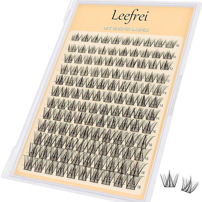 Eyelash Clusters Set 10-18mm Wispy Lash Clusters D Curl DIY Cluster Lash Extension Kit Individual Lashes Kit With Bond & Seal, Glue Remover, Tweezers(LF02 Lashes Set)-GlimoraGlow