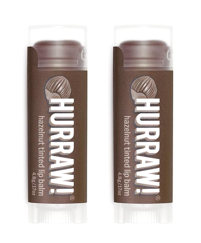 Hurraw! Hazelnut Tinted Lip Balm, 2 Pack: (Sheer Brown Tint) Organic, Certified Vegan, Cruelty and Gluten Free. Non-GMO, 100% Natural Ingredients. Bee, Shea, Soy and Palm Free. Made in USA-GlimoraGlow