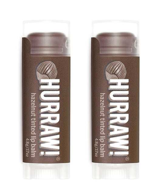 Hurraw! Hazelnut Tinted Lip Balm, 2 Pack: (Sheer Brown Tint) Organic, Certified Vegan, Cruelty and Gluten Free. Non-GMO, 100% Natural Ingredients. Bee, Shea, Soy and Palm Free. Made in USA-GlimoraGlow