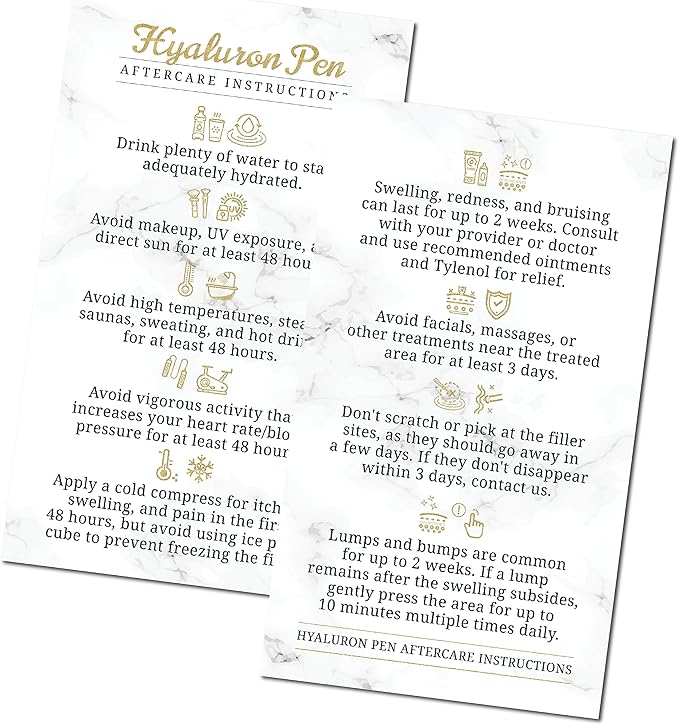 100 Pack - Premium Hyaluron Pen Lip Filler Aftercare Instructions Card 2 x 3.5" Accessories Supplies Kit Care - HP22A100_N-GlimoraGlow