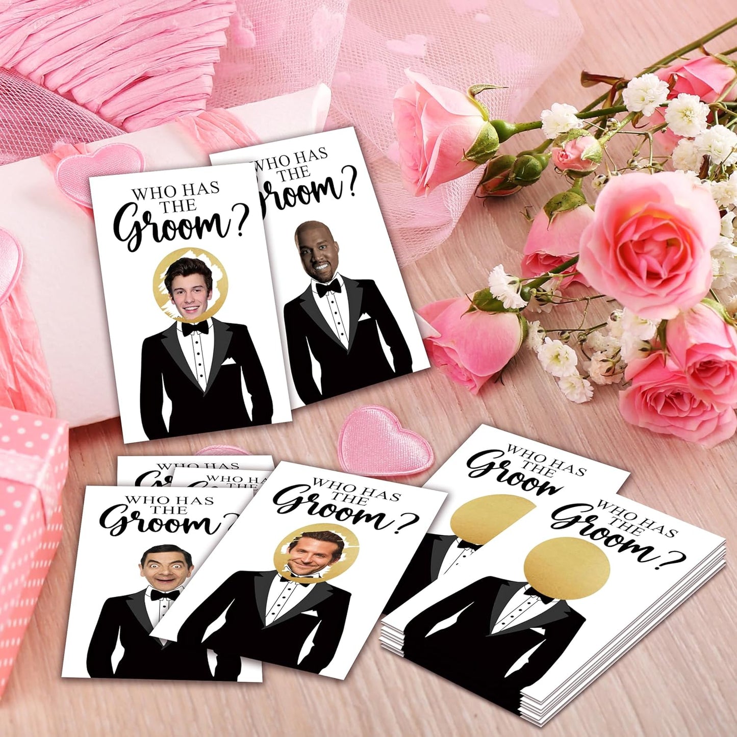 Who Has The Groom Bridal Shower Scratch Off Cards, 41Pcs Funny Wedding Shower Scratch Off Cards, 3.5"x 2.1"Bachelorette Party, Bride Party Supplies Decorations-A10