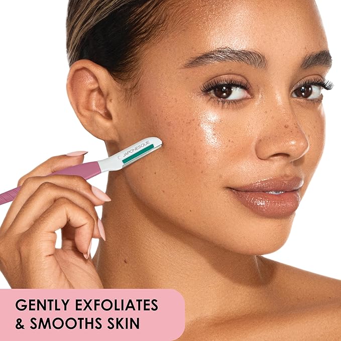 JAPONESQUE Dermaplaner with Soothing Aloe Comfort Strip - Skin Tool with Ultra Precision Blade for Facial Hair Removal and Exfoliation, 3pk.-GlimoraGlow