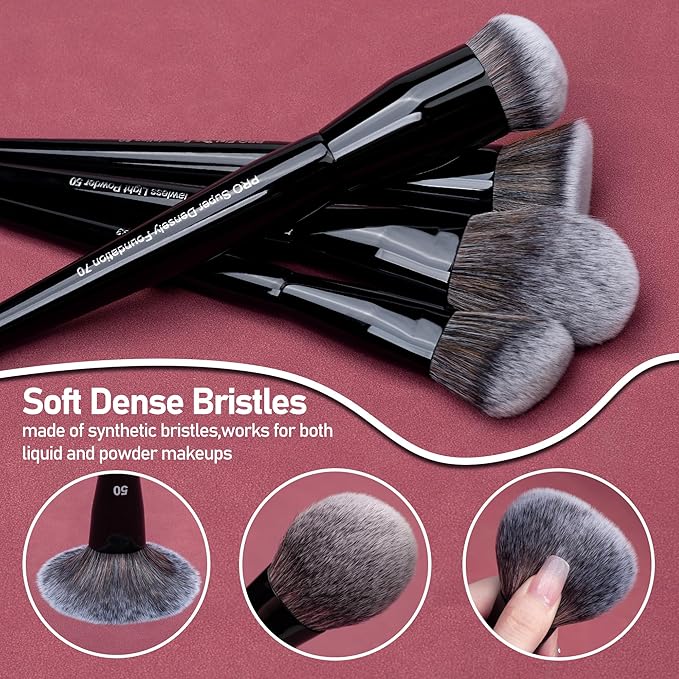 Bueart Design 19Pcs Professional Grade Labeled Makeup Brushes Set, Large Foundation Powder Contour Concealer eyeshadow Blush EyeLiner Make up Brushes,Premium Synthetic hair,Vegan Cruelty-free-GlimoraGlow