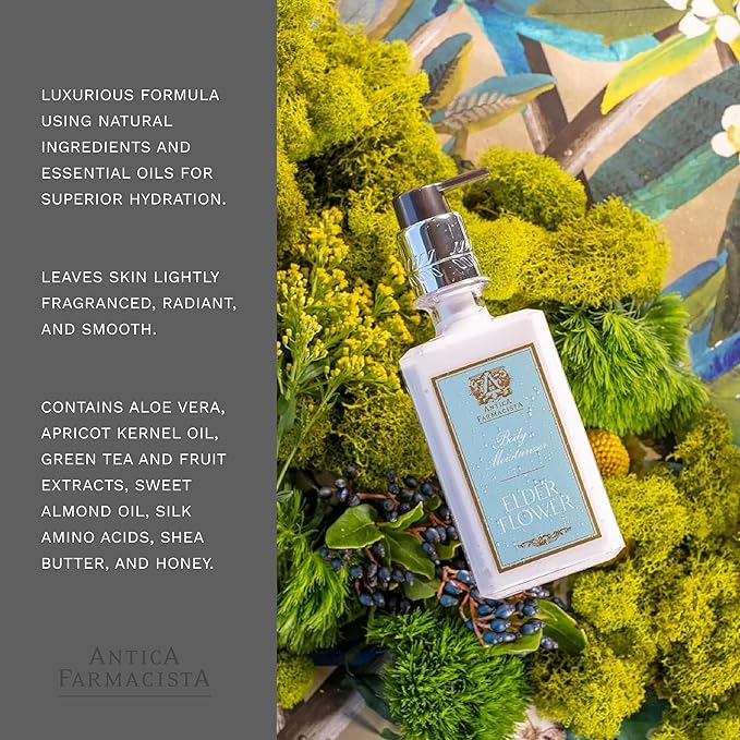 Antica Farmacista Body Moisturizer - Moisturizing Scented Lotion - Premium Body Moisturizer - Luxury Gift for Women & Men - Hand & Skin Hydration - Elderflower, 10 Fl Oz-GlimoraGlow