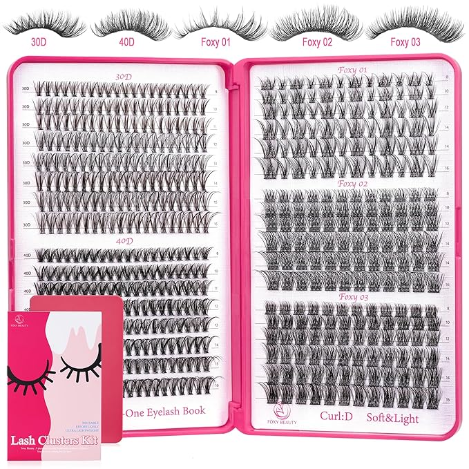 Foxy Beauty Wispy Lash Clusters - 536Pcs Natural 8-16MM EyeLash Clusters 30D 40D & Foxy Lashes For Natural Look D Curl Lash Clusters For DIY Lashes At Home-GlimoraGlow