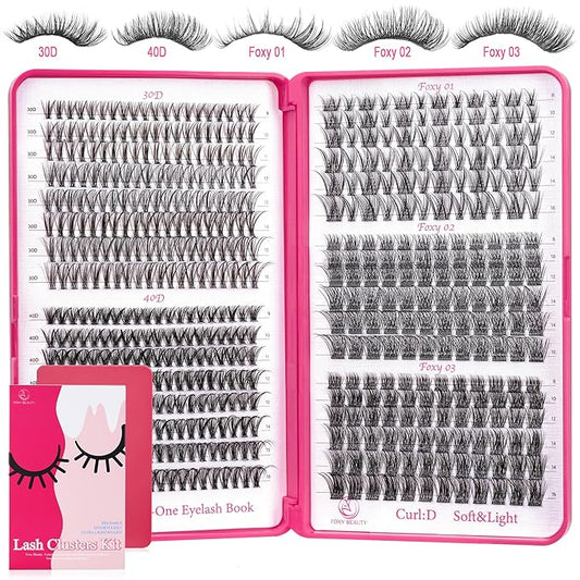 Foxy Beauty Wispy Lash Clusters - 536Pcs Natural 8-16MM EyeLash Clusters 30D 40D & Foxy Lashes For Natural Look D Curl Lash Clusters For DIY Lashes At Home-GlimoraGlow