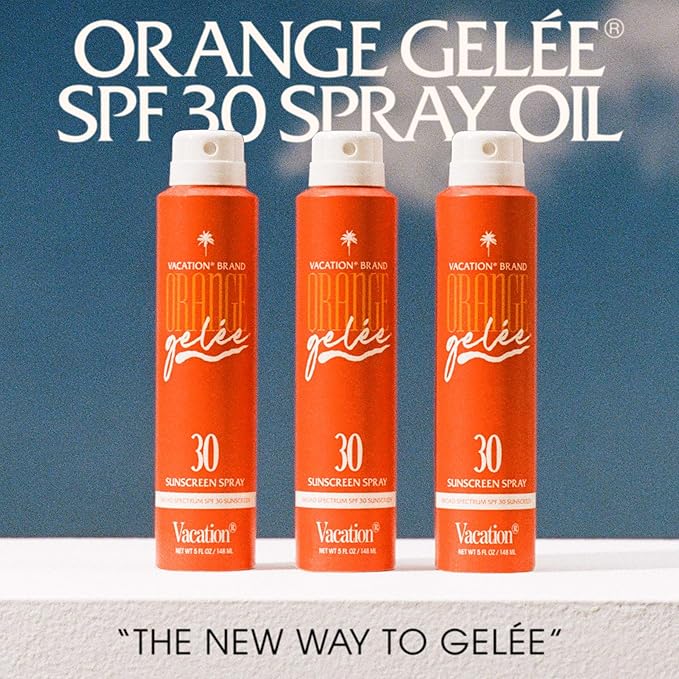 Vacation Orange Gelée SPF 30 Sunscreen Spray Oil & Air Freshener Bundle, Tanning Oil with SPF, Suntan Lotion Spray, Transparent on All Skin Tones, Dermatologist-Tested, Vegan, 5 Fl. Oz.-GlimoraGlow