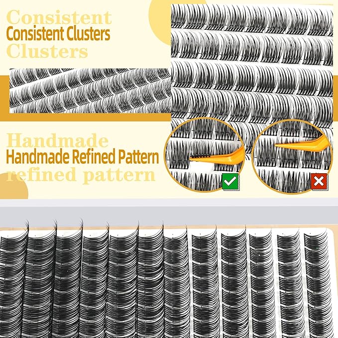 Eyelash Clusters 10-18mm Wispy Lash Clusters D Curl DIY Cluster Lash Extension Kit Individual Lashes Kit With Bond & Seal, Glue Remover, Tweezers(LF05 Lashes Set)-GlimoraGlow