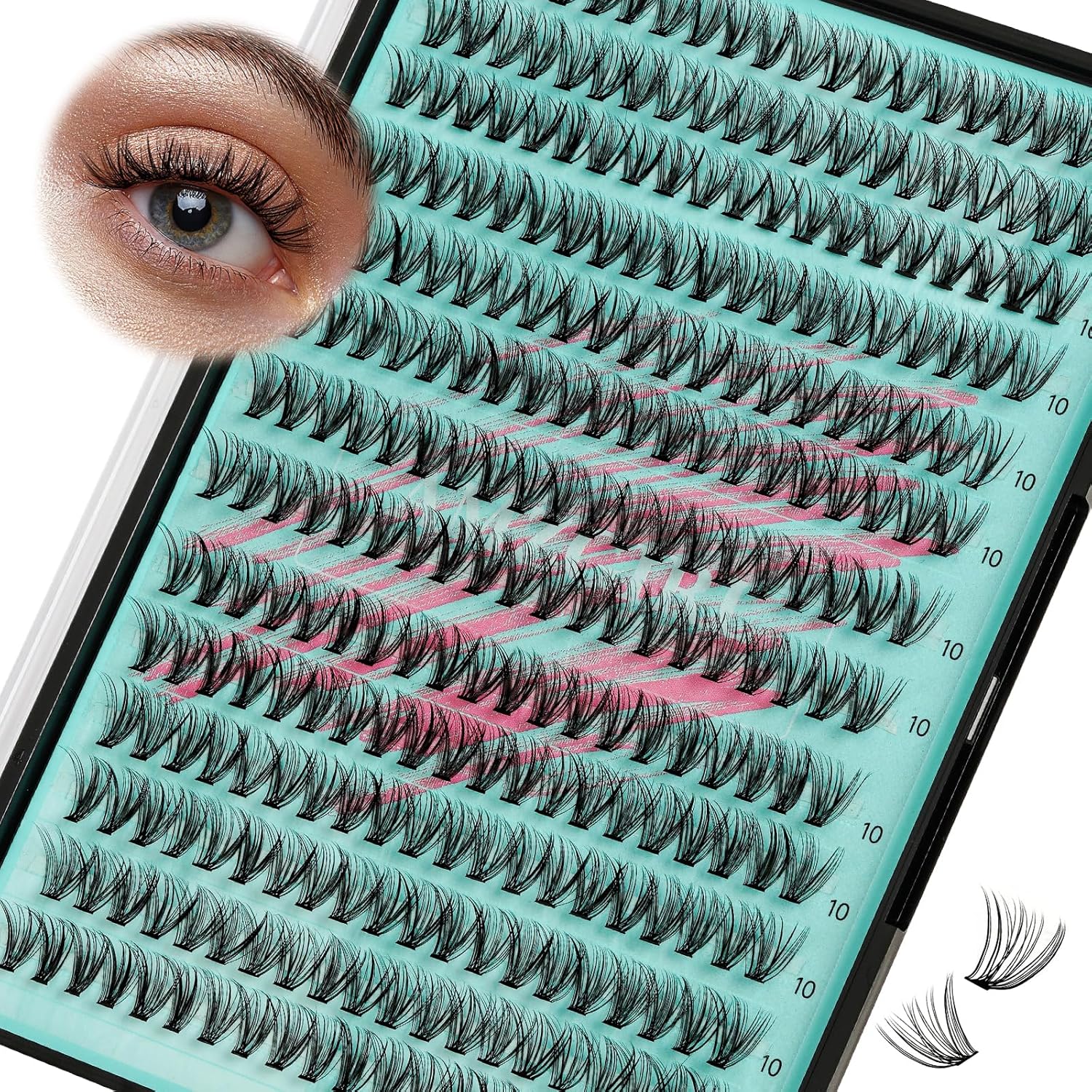 Lash Clusters Wispy 280PCS Eyelash Extension 30D Cluster Lashes Individual Lashes DIY Lash Extension Natural Look Cluster Eyelash Extensions Soft False Eyelashes at Home for Beginners(10mm)-GlimoraGlow