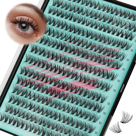 Lash Clusters Wispy 280PCS Eyelash Extension 30D Cluster Lashes Individual Lashes DIY Lash Extension Natural Look Cluster Eyelash Extensions Soft False Eyelashes at Home for Beginners(10mm)-GlimoraGlow