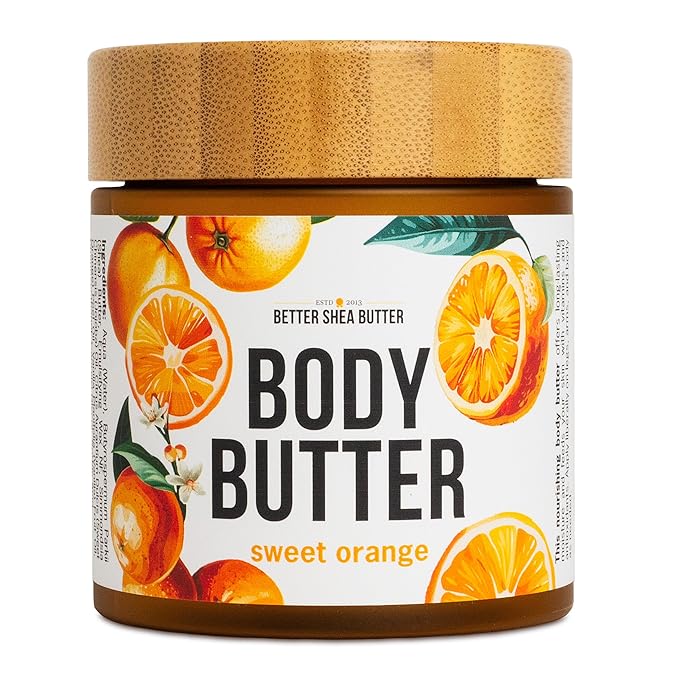 Sweet Orange Body Butter - Raw Shea Butter with Jojoba Oil, Orange Vanilla Body Lotion Scented with Essential Oils, No Synthetic Fragrances, Full Body Moisturizer for Dry Skin-GlimoraGlow