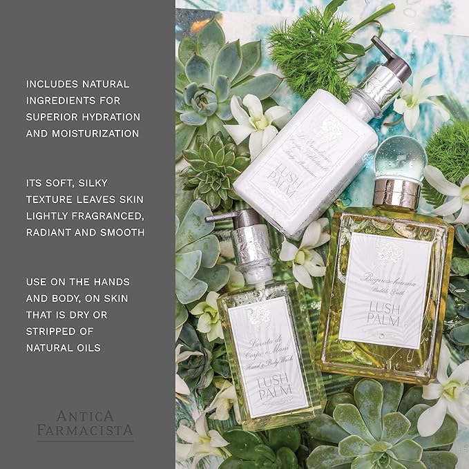 Antica Farmacista Body Moisturizer - Moisturizing Scented Lotion - Premium Body Moisturizer - Luxury Gift for Women & Men - Hand & Skin Hydration - Lush Palm, 10 Fl Oz-GlimoraGlow