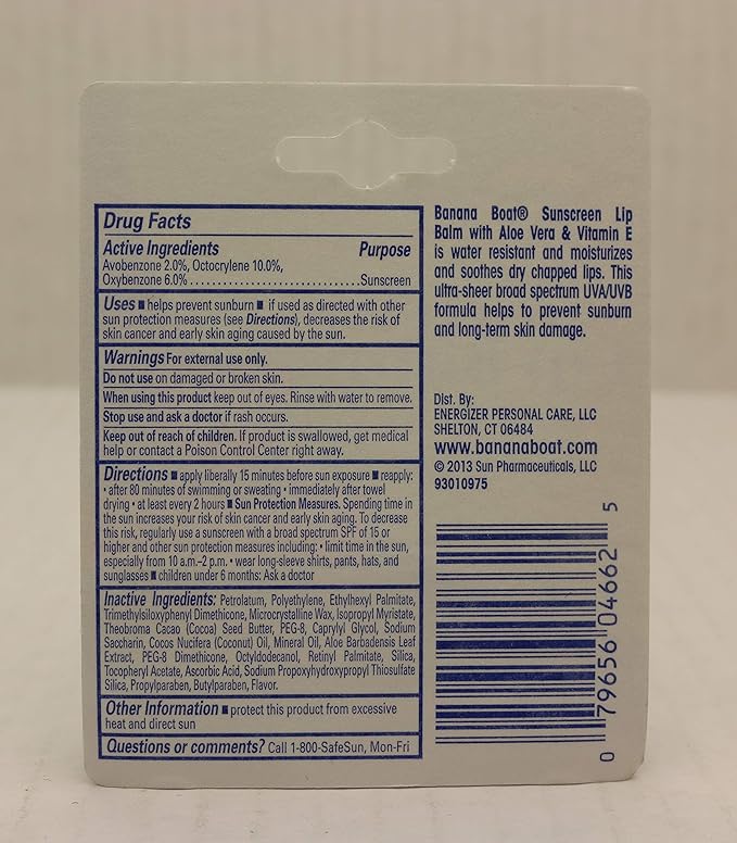 Banana Boat Spf#45 Lip Balm Sunscreen 0.15 Ounce (12 Pieces) Strip (4ml)-GlimoraGlow