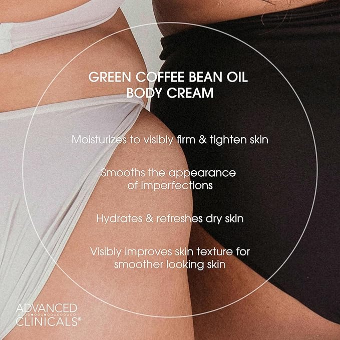 Advanced Clinicals Green Coffee Bean Thermo Firming Body Cream | Anti Cellulite Cream | Caffeine Body Lotion Moisturizer To Firm, Tighten, & Hydrate Look Of Legs, Arms, Tummy, Butt, & Thighs, 16 Oz-GlimoraGlow