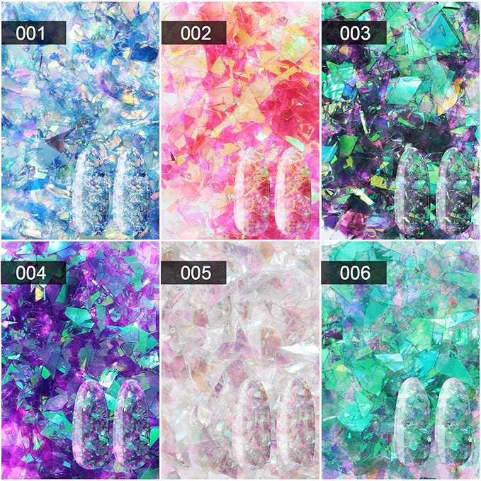 12 Boxes Mermaid Iridescent Chunky Glitter Flakes Chrome Nail Sequins Aurora Holographic Mermaid Nail Glitter Flakes Glitters Chunky Iridescent Flakes for Face Eyes Body Hair Nail Decoration-GlimoraGlow