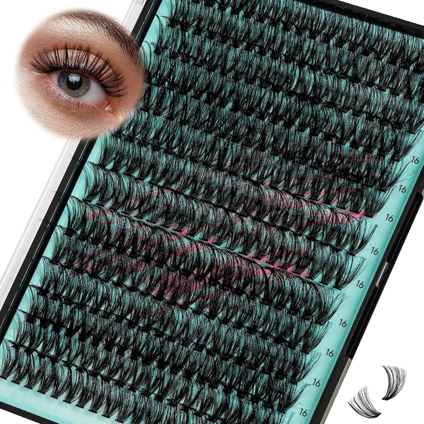 Lash Clusters Wispy 280PCS Eyelash Extension 60D Cluster Lashes Individual Lashes DIY Lash Extension Natural Look Cluster Eyelash Extensions Soft False Eyelashes at Home for Beginners(16mm)-GlimoraGlow