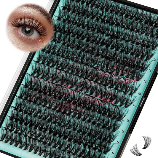 Lash Clusters Wispy 280PCS Eyelash Extension 60D Cluster Lashes Individual Lashes DIY Lash Extension Natural Look Cluster Eyelash Extensions Soft False Eyelashes at Home for Beginners(16mm)-GlimoraGlow