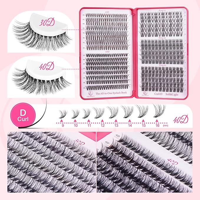 Lash Clusters Wispy - Lash Clusters,30D 40D Lash Clusters For Natural Look WideSpan 8-16MM Eyelash Clusters D Curl Lash Clusters For DIY Lashes At Home-GlimoraGlow