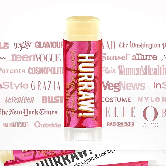 Hurraw! Grapefruit, Ginger, Eucalyptus (Kapha) Lip Balm: Organic, Certified Vegan, Cruelty and Gluten Free. Non-GMO, 100% Natural Ingredients. Bee, Shea, Soy and Palm Free. Made in USA-GlimoraGlow