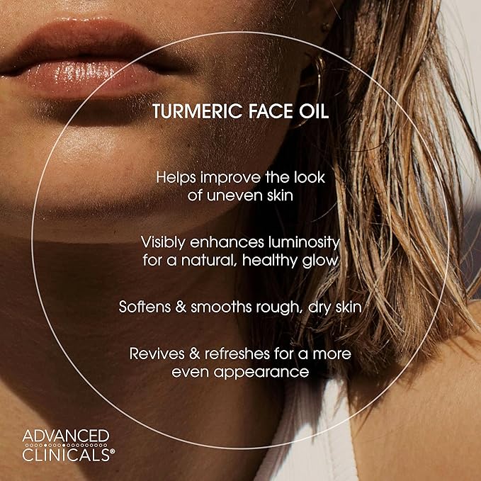 Advanced Clinicals Turmeric Oil Serum For Face | Facial Skin Care Serum With Jojoba + Coconut Oil To Improve Appearance Of Dark Spots & Uneven Skin Tone | Antioxidant Dry Skin Moisturizer, 1.8 Fl Oz-GlimoraGlow