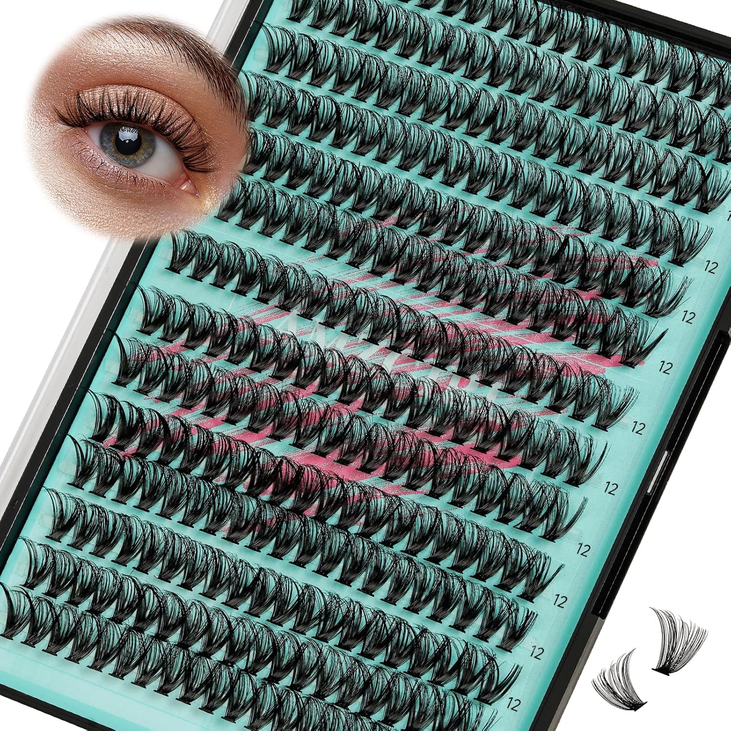 Lash Clusters Wispy 280PCS Eyelash Extension 40D Cluster Lashes Individual Lashes DIY Lash Extension Natural Look Cluster Eyelash Extensions Soft False Eyelashes at Home for Beginners(12mm)-GlimoraGlow