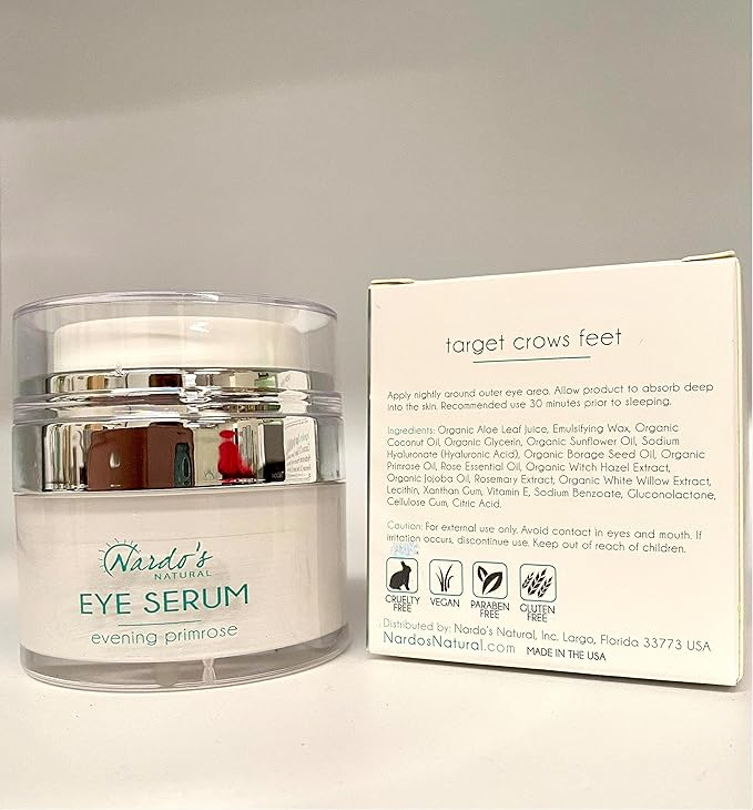 All Natural Anti-Aging Under Eye Cream, for Wrinkles, Dark Circles, Puffy Eyes, Smooth Skin, Moisture, Balance and Hydrate, Night Serum,.5 Oz Made in the USA by Nardo’s Natural Skin Care Products-GlimoraGlow