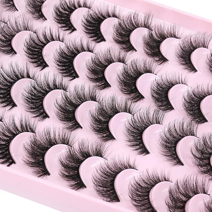 JIMIRE False Eyelashes Natural Fluffy Wispy Faux Mink Lashes 5D 14mm-18mm 5 Styles Mixed Lashes for Small Eyes Natural Look Fake Eyelashes 20 Pairs Multipack-GlimoraGlow