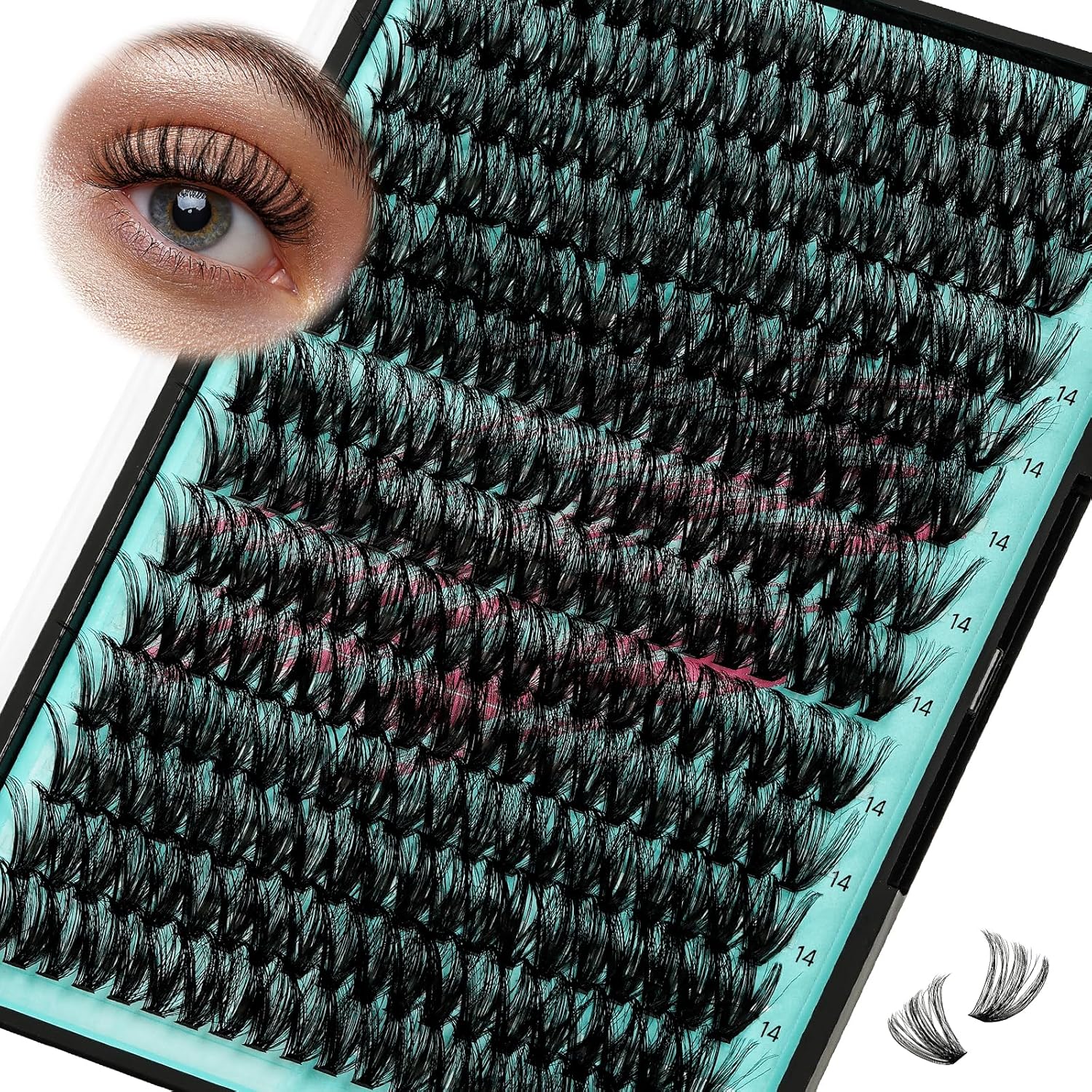 Lash Clusters Wispy 280PCS Eyelash Extension 40D 50D Cluster Lashes Individual Lashes DIY Lash Extension Natural Look Cluster Eyelash Extensions Soft False Eyelashes at Home for Beginners(14mm)-GlimoraGlow