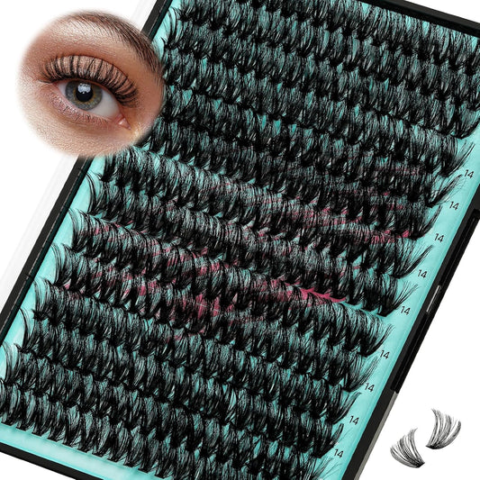 Lash Clusters Wispy 280PCS Eyelash Extension 70D Cluster Lashes Individual Lashes DIY Lash Extension Natural Look Cluster Eyelash Extensions Soft False Eyelashes at Home for Beginners(14mm)-GlimoraGlow
