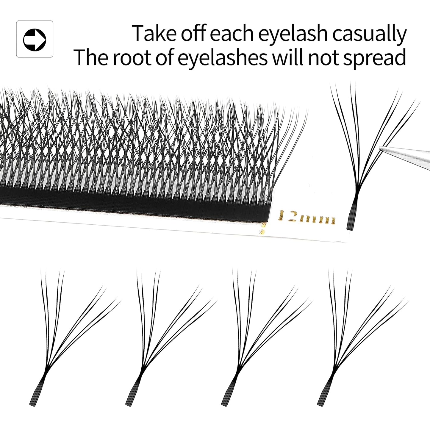 Double Tips 4D W Eyelash Extensions Supplies Thick w lash 0.07mm D curl Mix Tray 8-15mm Premade Fans Russian Volume Faux Mink Matte 12 rows Cluster pre Fanned Eye Lashes(4D-Double Tips-0.07D-11mm)-GlimoraGlow