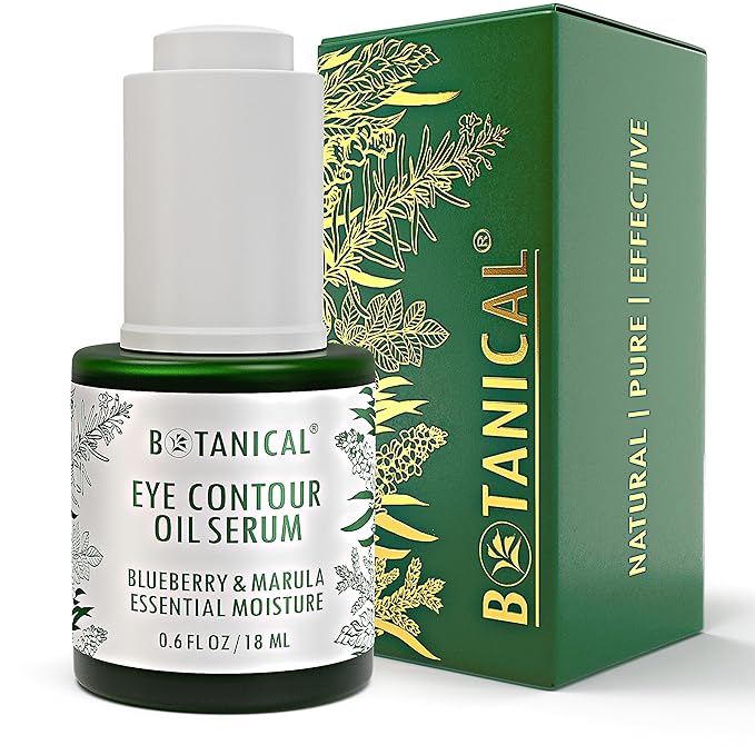 Botanical Eye Contour Oil Serum | Blueberry & Marula Oil | Organic, Pure, Natural Skincare (0.6 fl oz | 18 ml)-GlimoraGlow