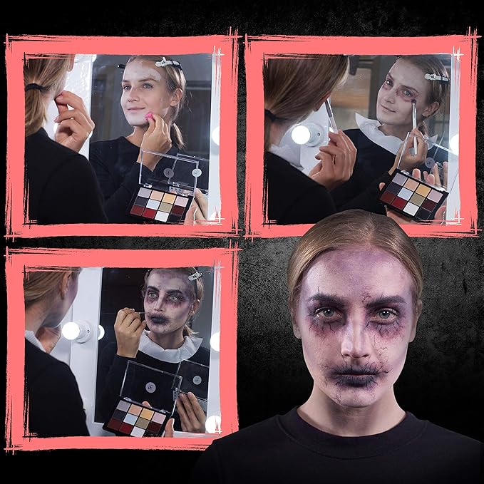 12-Color Death FX Cream Palette, Professional Quick Drying Waterproof SFX Makeup for the Stage, Film, Costumes, Cosplay, Halloween-GlimoraGlow
