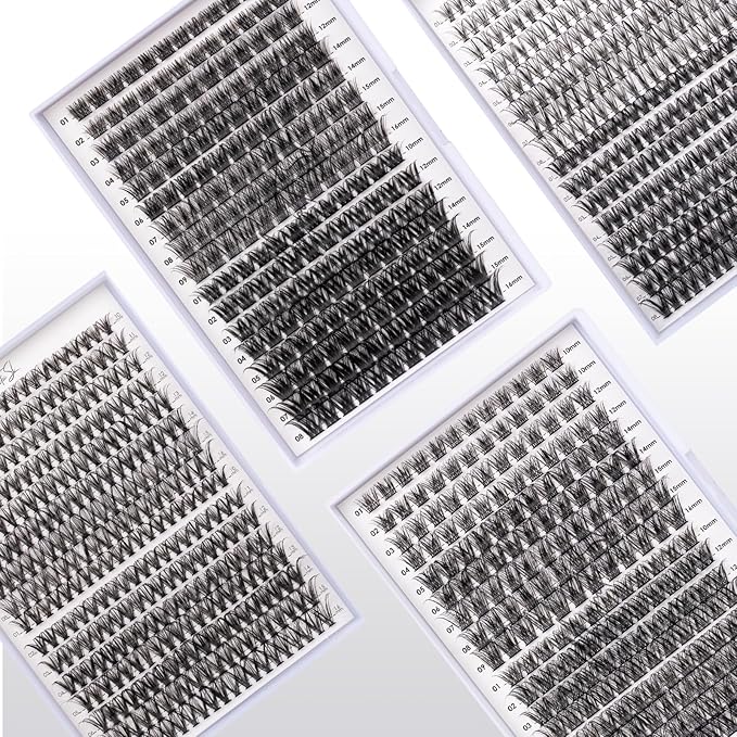 Lash Clusters 204 Pcs Individual Lashes Clusters Eyelash Extensions False Eyelashes DIY Lash Extension Kit Reusable False Eyelashes Natural Look Mix 10-16mm C D Curl(DM01+DM17)-GlimoraGlow
