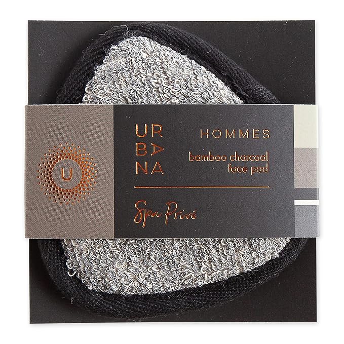 Urbana Spa Prive Men's Bamboo Charcoal Collection, Face Pad,Grey,6338-GlimoraGlow