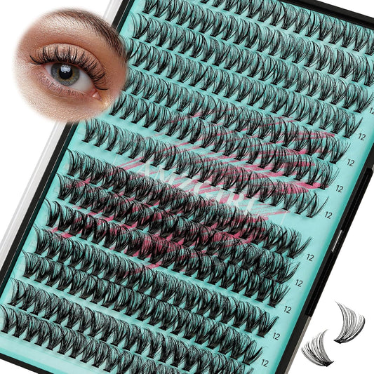Lash Clusters Wispy 280PCS Eyelash Extension 30D 40D Cluster Lashes Individual Lashes DIY Lash Extension Natural Look Cluster Eyelash Extensions Soft False Eyelashes at Home for Beginners(12mm)-GlimoraGlow