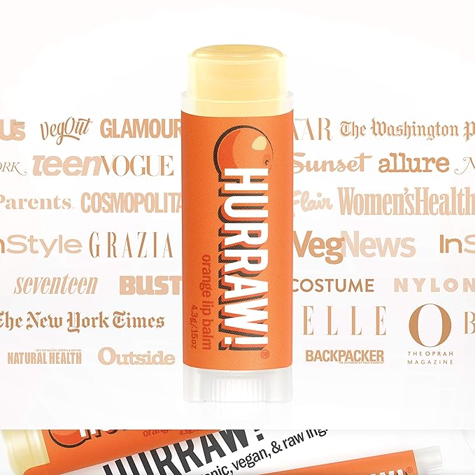 Hurraw! Orange Lip Balm: Organic, Certified Vegan, Cruelty and Gluten Free. Non-GMO, 100% Natural Ingredients. Bee, Shea, Soy and Palm Free. Made in USA-GlimoraGlow
