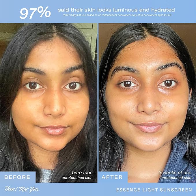 Then I Met You Essence Light Sunscreen, Broad Spectrum SPF 50 Lotion PA+++, with Hyaluronic Acid, Vegan, Cruelty-Free, 1.69 oz-GlimoraGlow