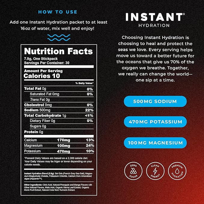 Instant Hydration Electrolytes Powder Packets - Mango Pineapple Drink Mix - Zero Sugar - Keto, Vegan, Gluten-Free, Non-GMO - Boost Recovery, Brain Health, Muscle & Tissue Support- 30 Sticks-GlimoraGlow