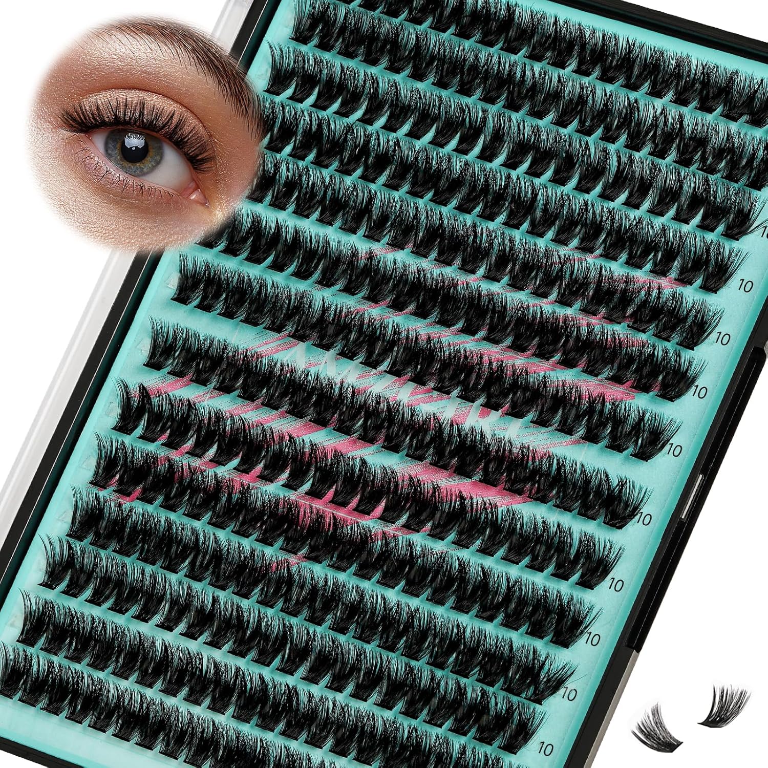 Lash Clusters Wispy 280PCS Eyelash Extension 80D Cluster Lashes Individual Lashes DIY Lash Extension Natural Look Cluster Eyelash Extensions Soft False Eyelashes at Home for Beginners(10mm)-GlimoraGlow