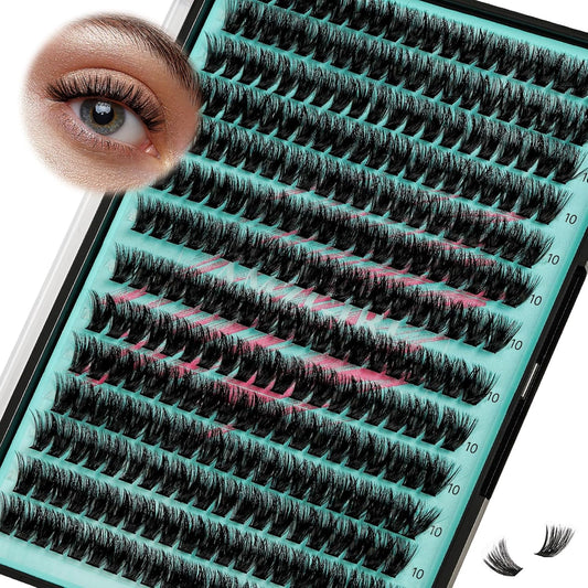 Lash Clusters Wispy 280PCS Eyelash Extension 80D Cluster Lashes Individual Lashes DIY Lash Extension Natural Look Cluster Eyelash Extensions Soft False Eyelashes at Home for Beginners(10mm)-GlimoraGlow