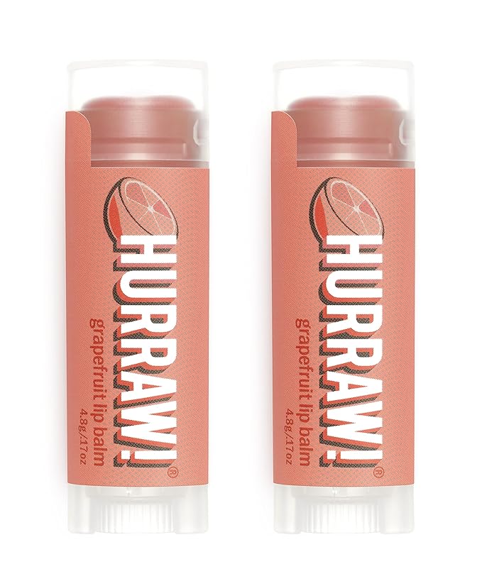 Hurraw! Grapefruit Lip Balm, 2 Pack: Organic, Certified Vegan, Cruelty and Gluten Free. Non-GMO, 100% Natural Ingredients. Bee, Shea, Soy and Palm Free. Made in USA-GlimoraGlow