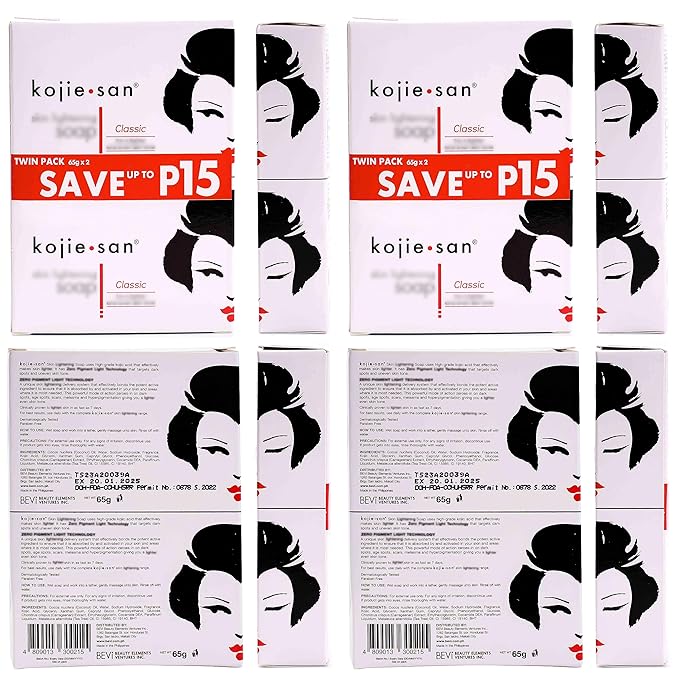 Kojie San Skin Brightening Brush Set - Original Kojic Acid Soap That Helps Reduces Dark Spots & Other Types of Skin Damage – 65g x 6 Bars and Relumins Deep Pore Facial Cleansing Brush-GlimoraGlow